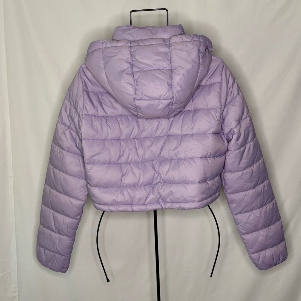 Zara‎ Cropped Hooded Quilted Puffer Jacket Women's Size XL Purple Lavender Lilac - Picture 5 of 6